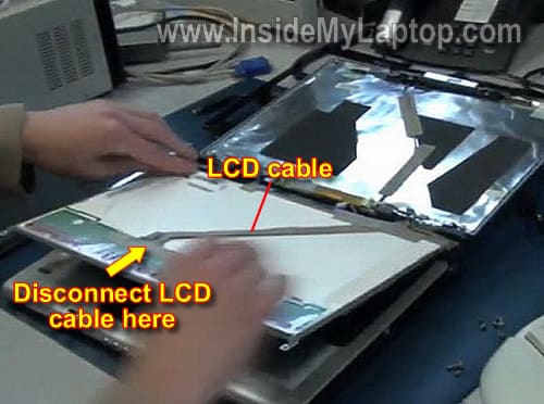 Disconnect video cable from LCD screen