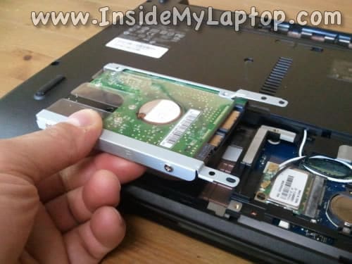 Disconnect and remove laptop hard drive