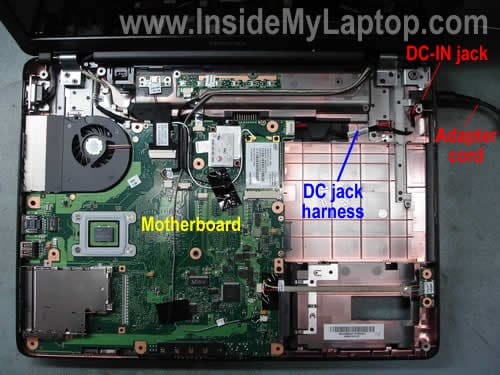 Laptop does not start. Is it bad power jack or motherboard?  Inside 