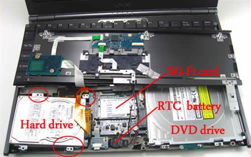 Sony Vaio VGN-SZ keyboard hard drive removal