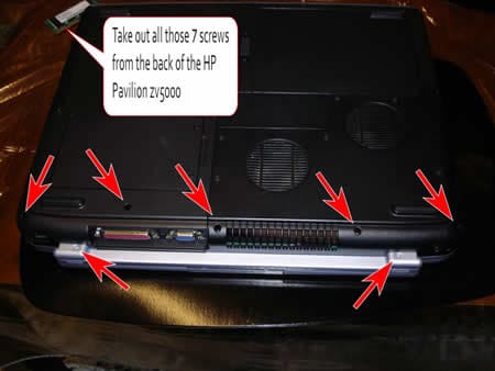 Remove screws on the bottom of the laptop