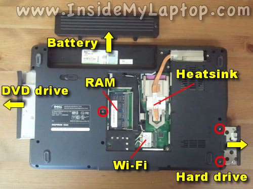 Parts on the bottom of laptop