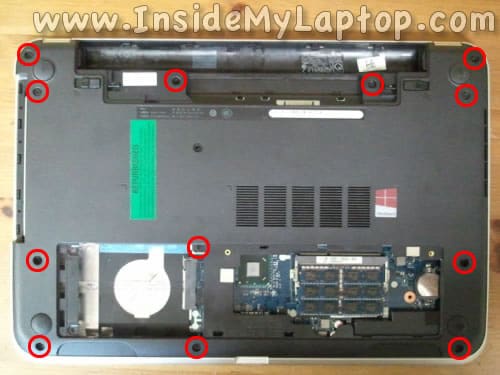 Remove screws from bottom of laptop