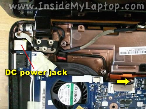 DC power jack connected to motherboard