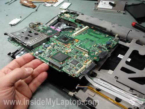 Lift up and remove motherboard