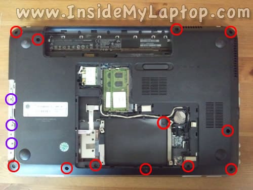 Remove screws from bottom of laptop