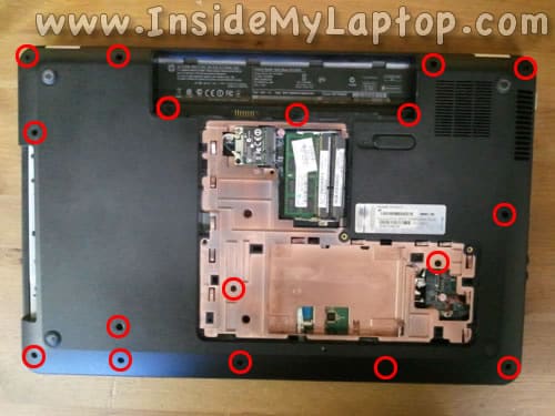 Remove screws from bottom of laptop