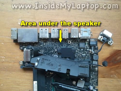 Inspect area under the speaker