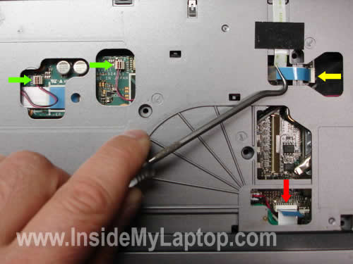 Disconnect speakers, touch pad, power board