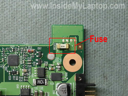 Laptop fuse on motherboard