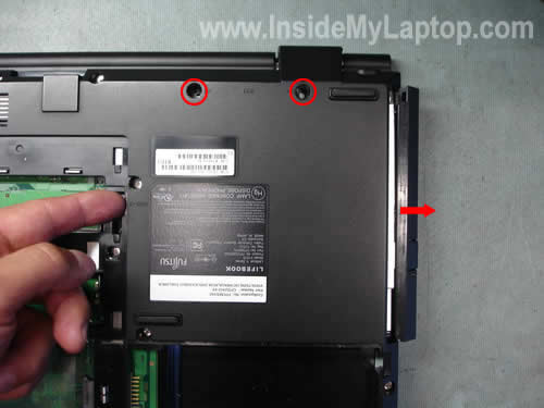 Remove notebook CD DVD drive