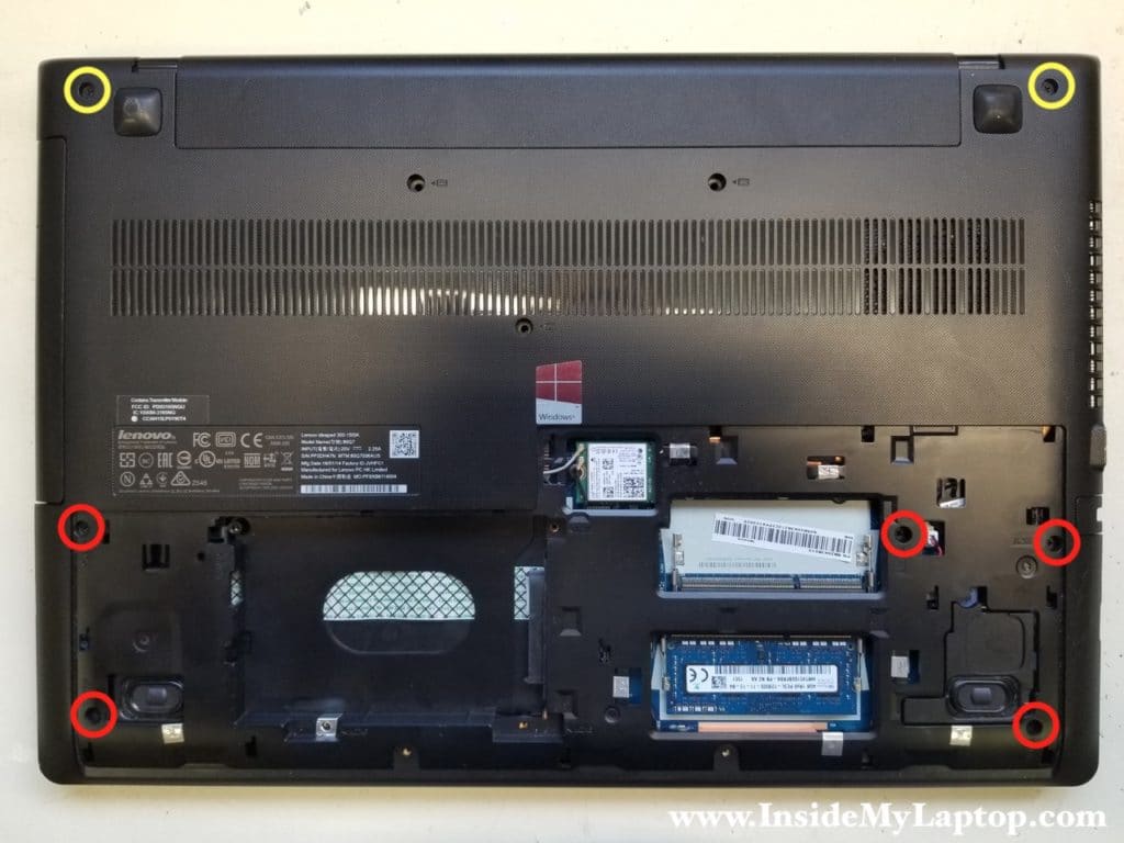 Remove screws from bottom of laptop