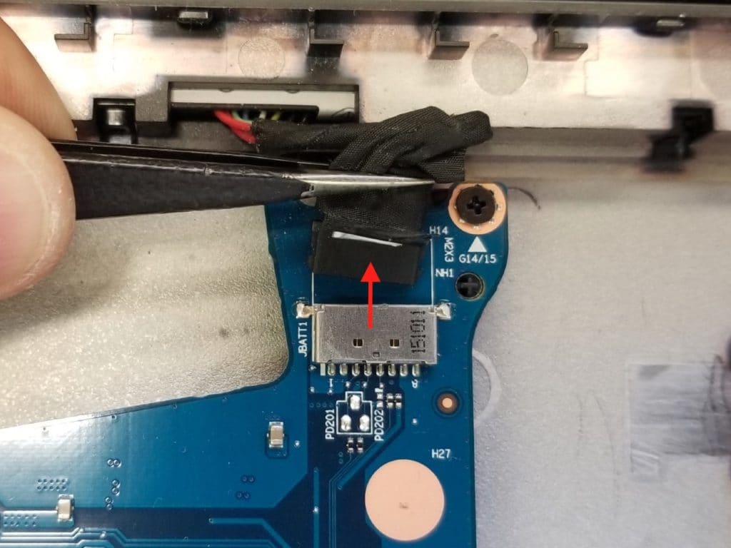 Disconnect battery cable from motherboard