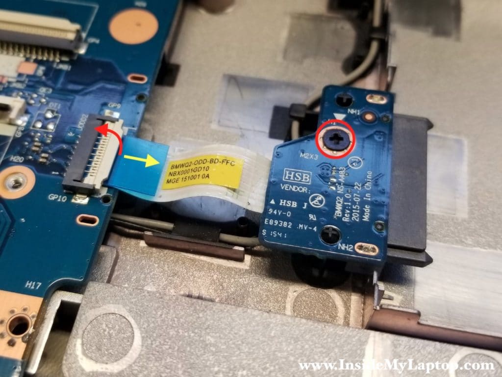 Remove optical drive board