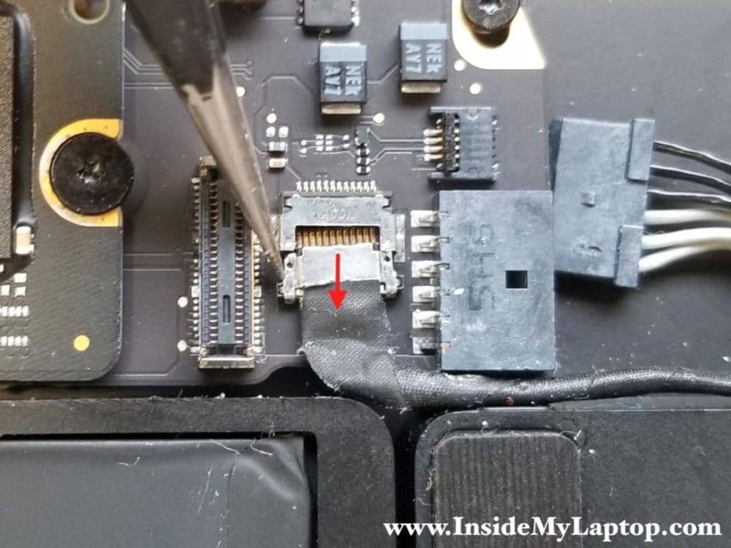 Disconnect webcam cable from logic board