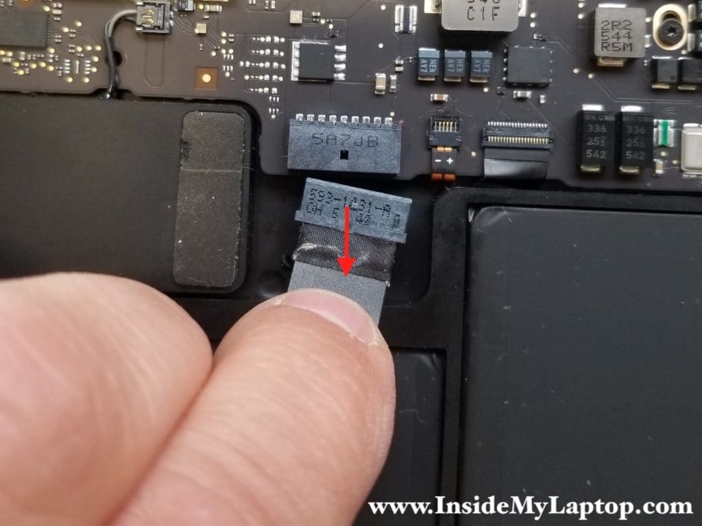 Disconnect battery from logic board