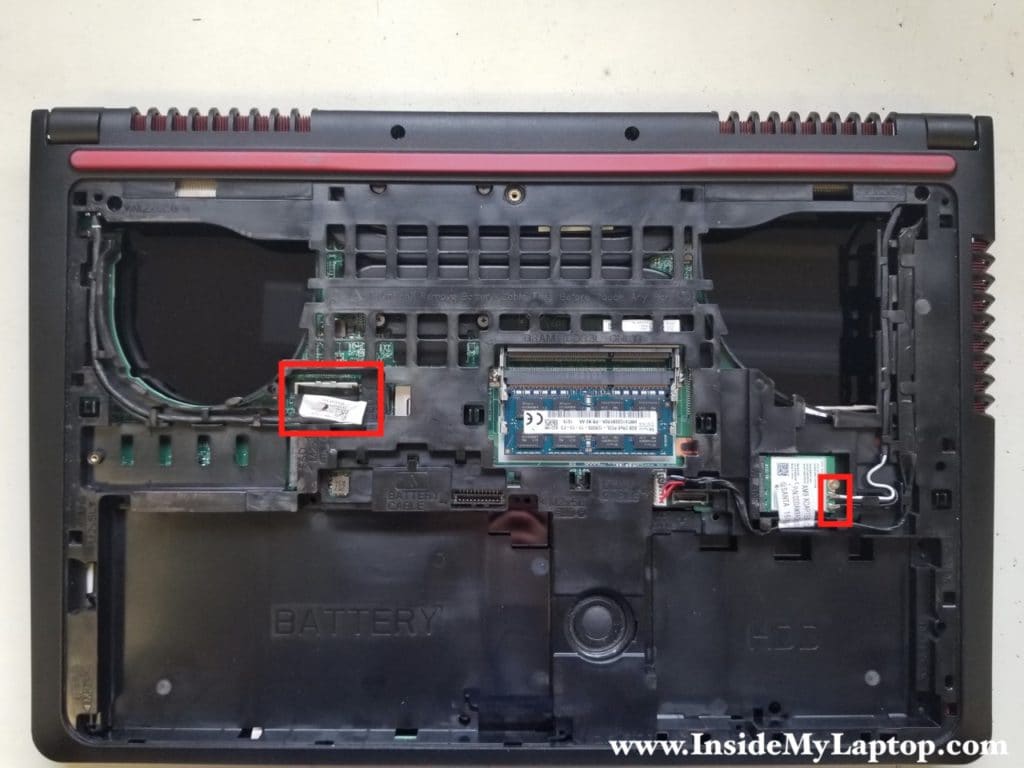 Disconnect display video cable and Wi-Fi antennas