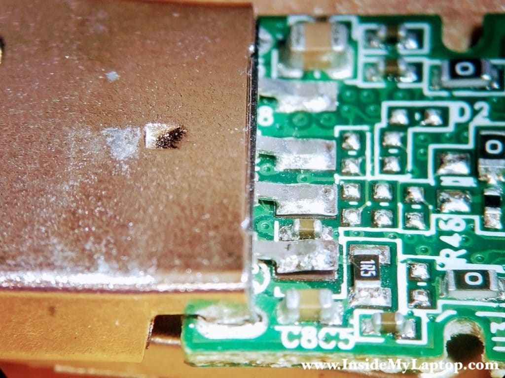 Two soldering pads damaged