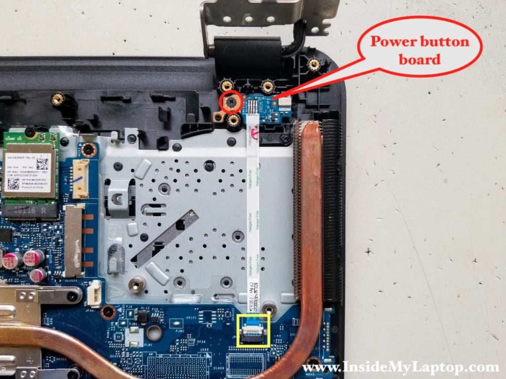 Disconnect and remove power button board