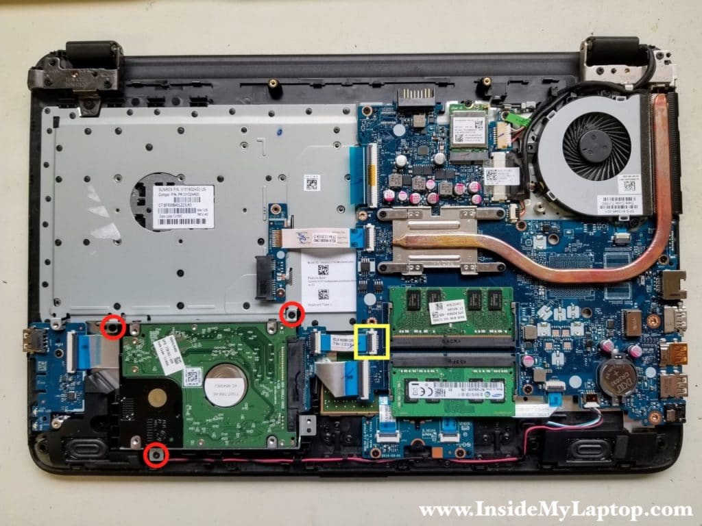 Remove screws from hard drive and disconnect it