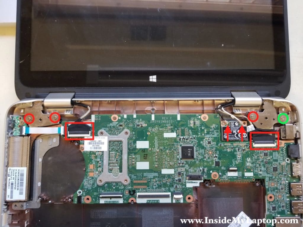 Disconnect display cables and hinge screws