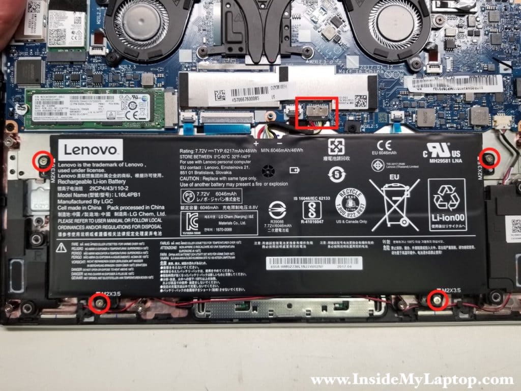 Disconnect battery and remove screws
