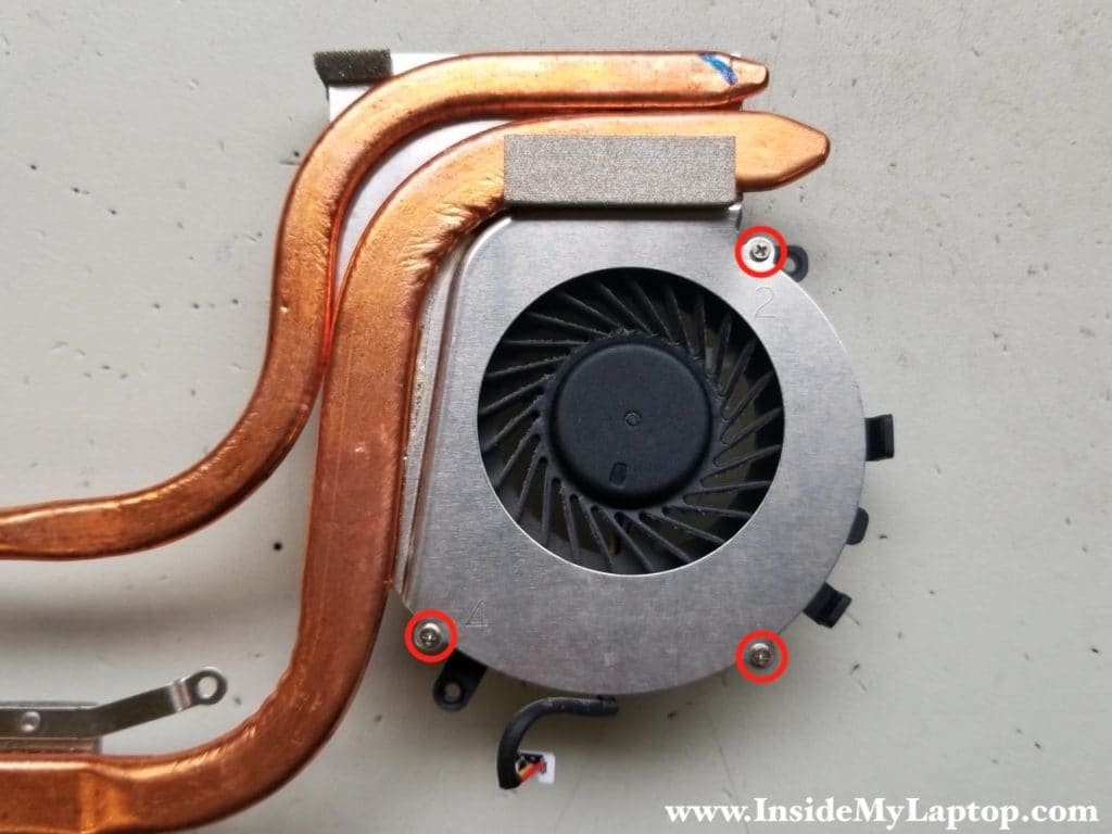 Remove screws fixing fan to heatsink