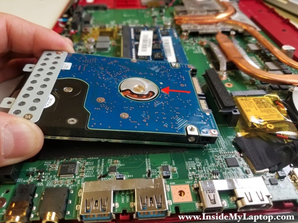 Disconnect hard drive from motherboard