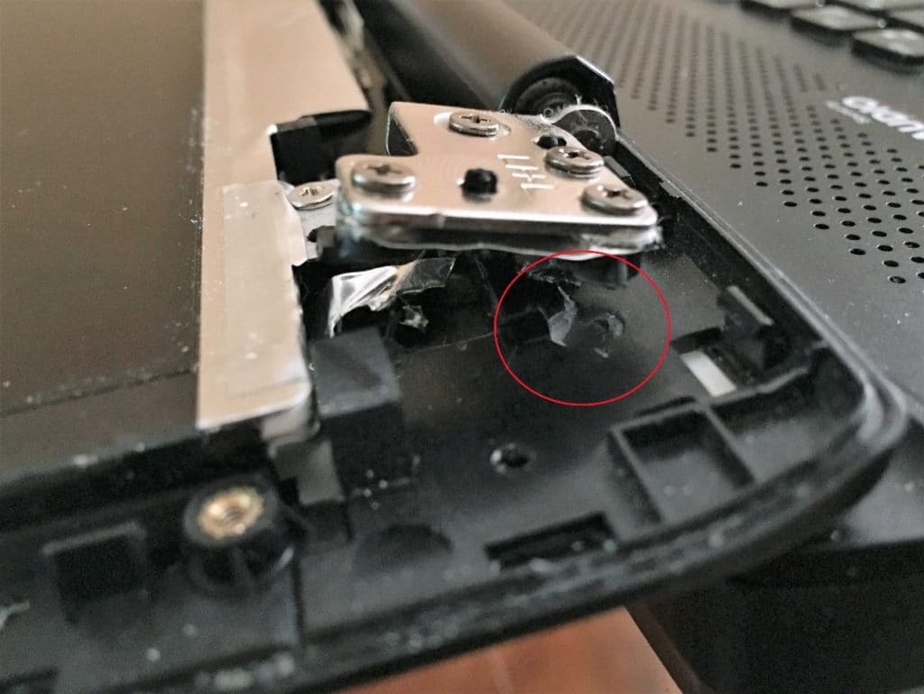 Hinge detached from display back cover