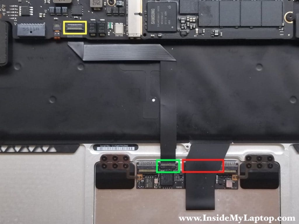 How the trackpad and keyboard connected to the logic board