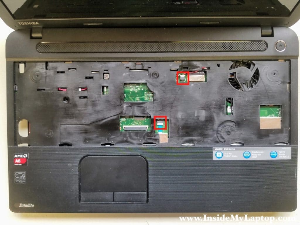 Disconnect touchpad and speakers cable