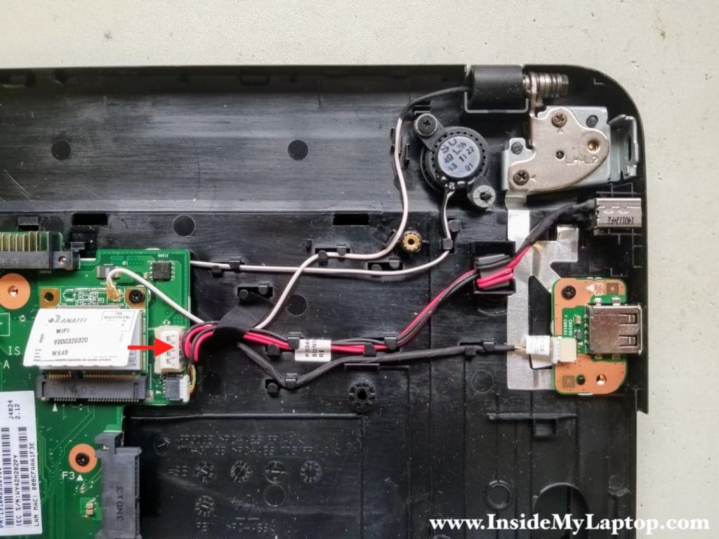 Disconnect DC power jack cable from motherboard