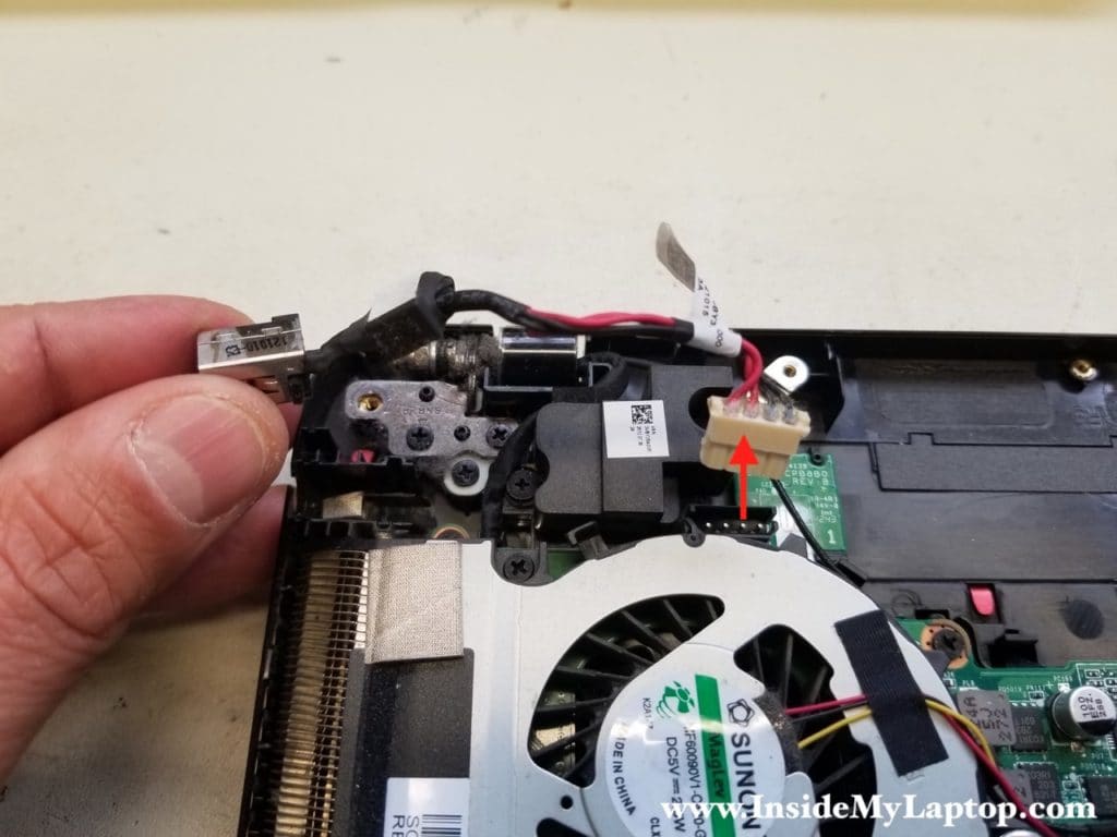 Remove DC jack power harness