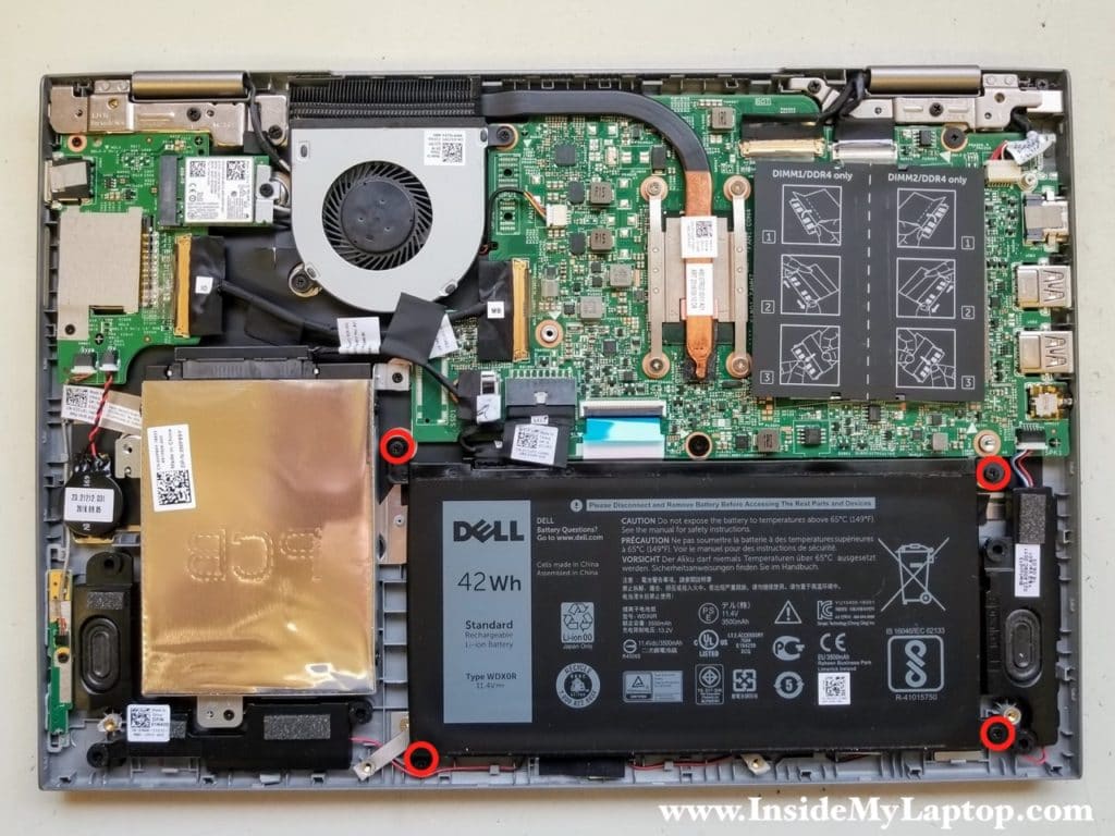 Remove screws securing laptop battery