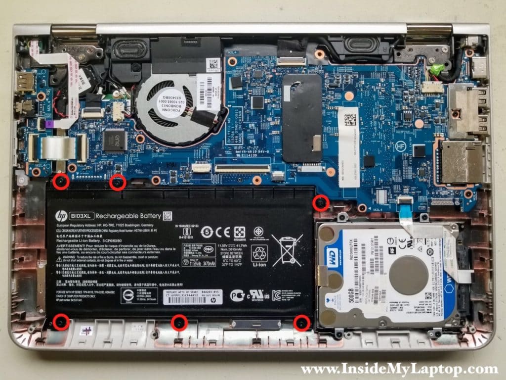 Remove screws from battery