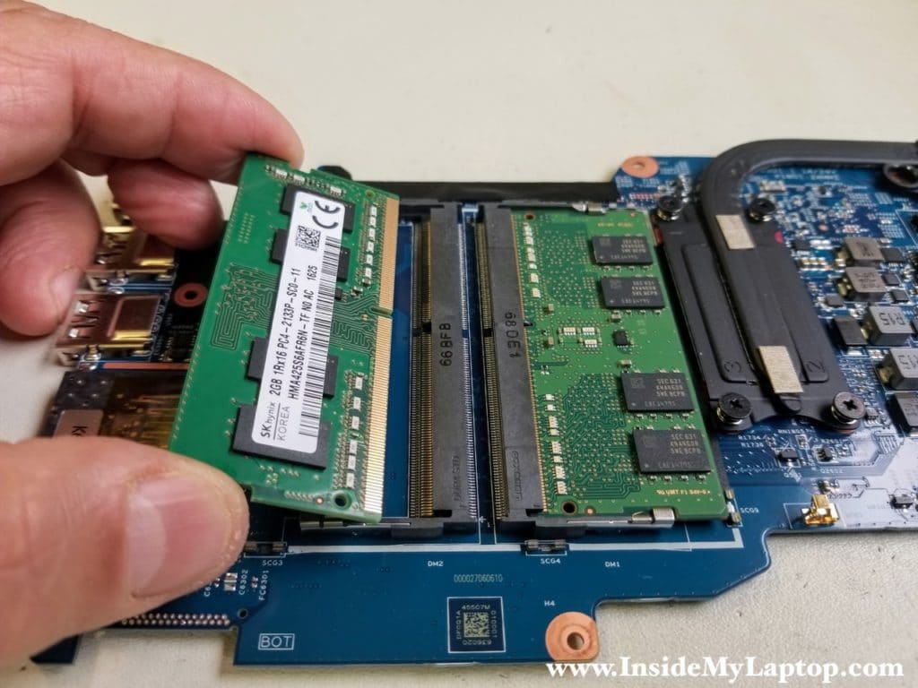 Access and remove both memory modules