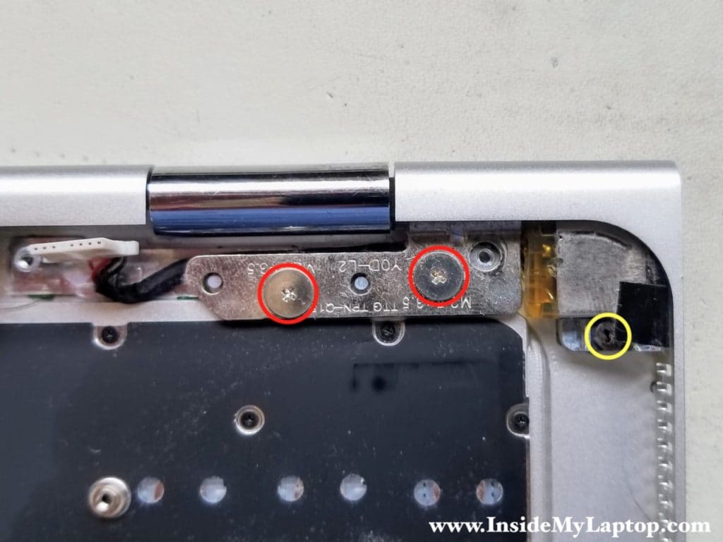 Remove screws from DC jack and left hinge