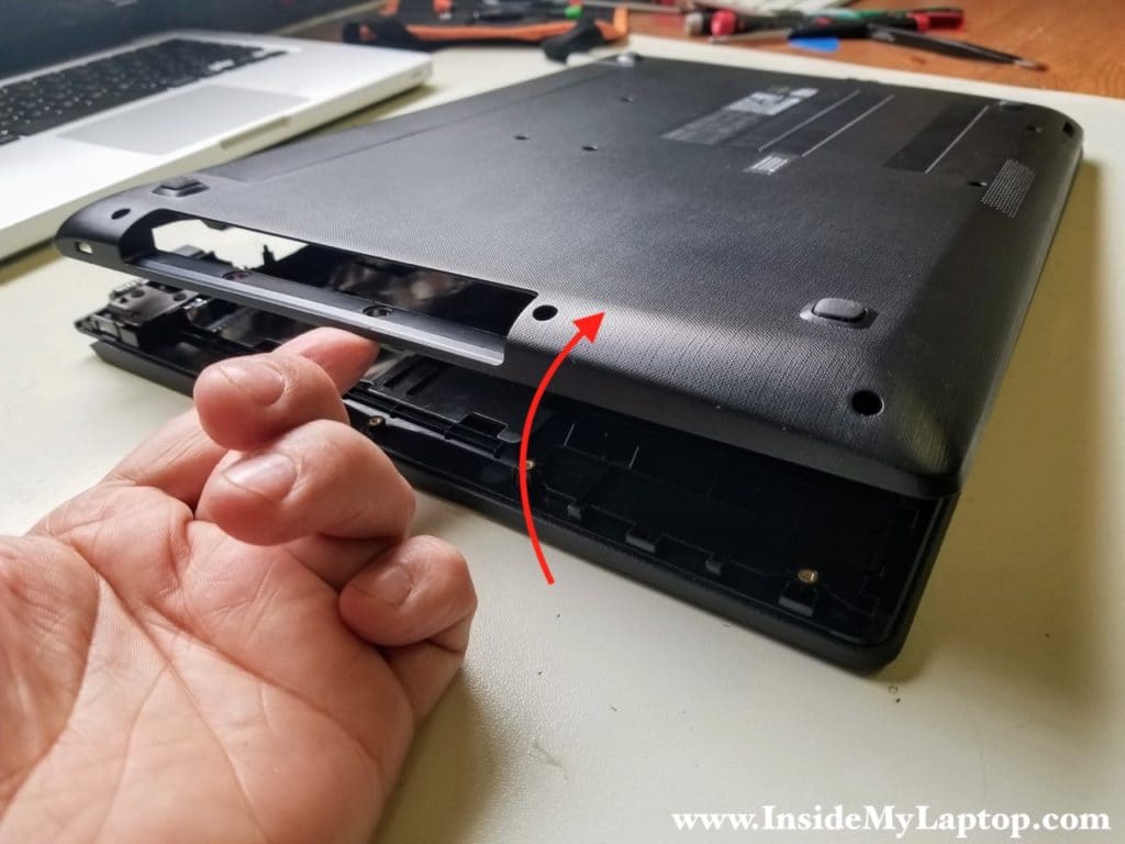 Remove bottom case cover with battery