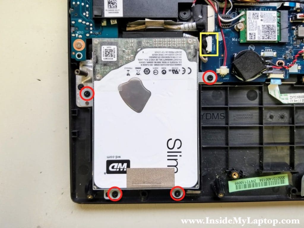 Disconnect and remove hard drive