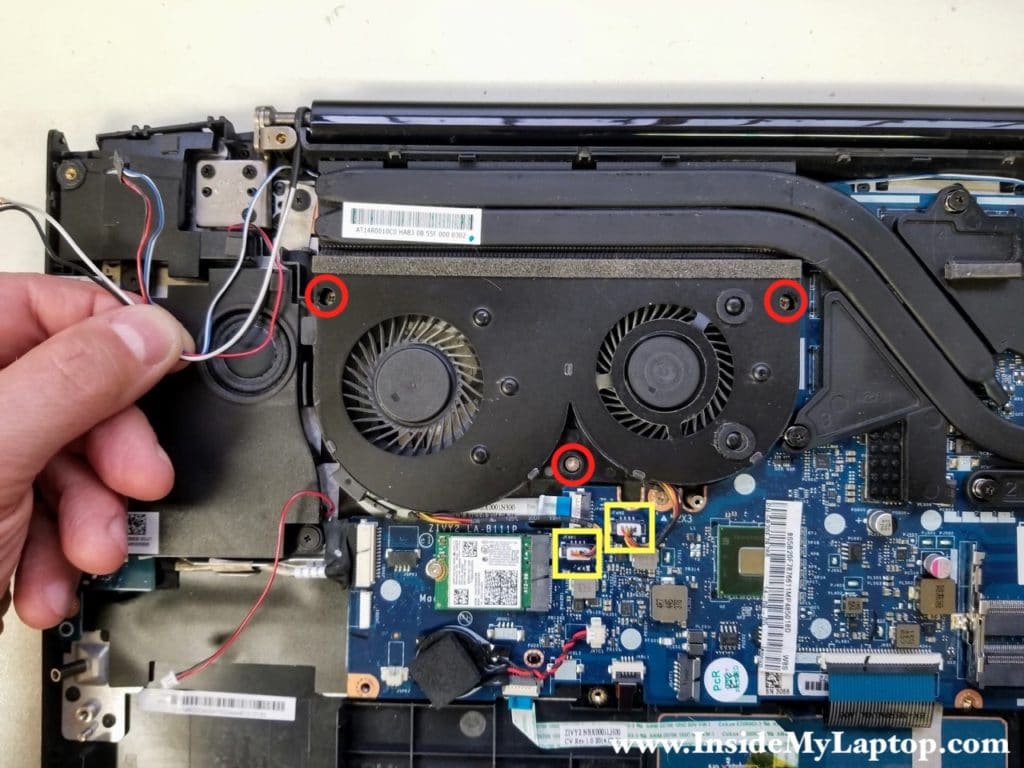 Remove screws from cooling fan assembly