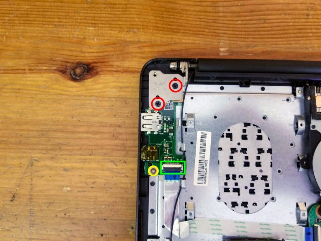 Remove three screws and disconnect the USB audio board cable.