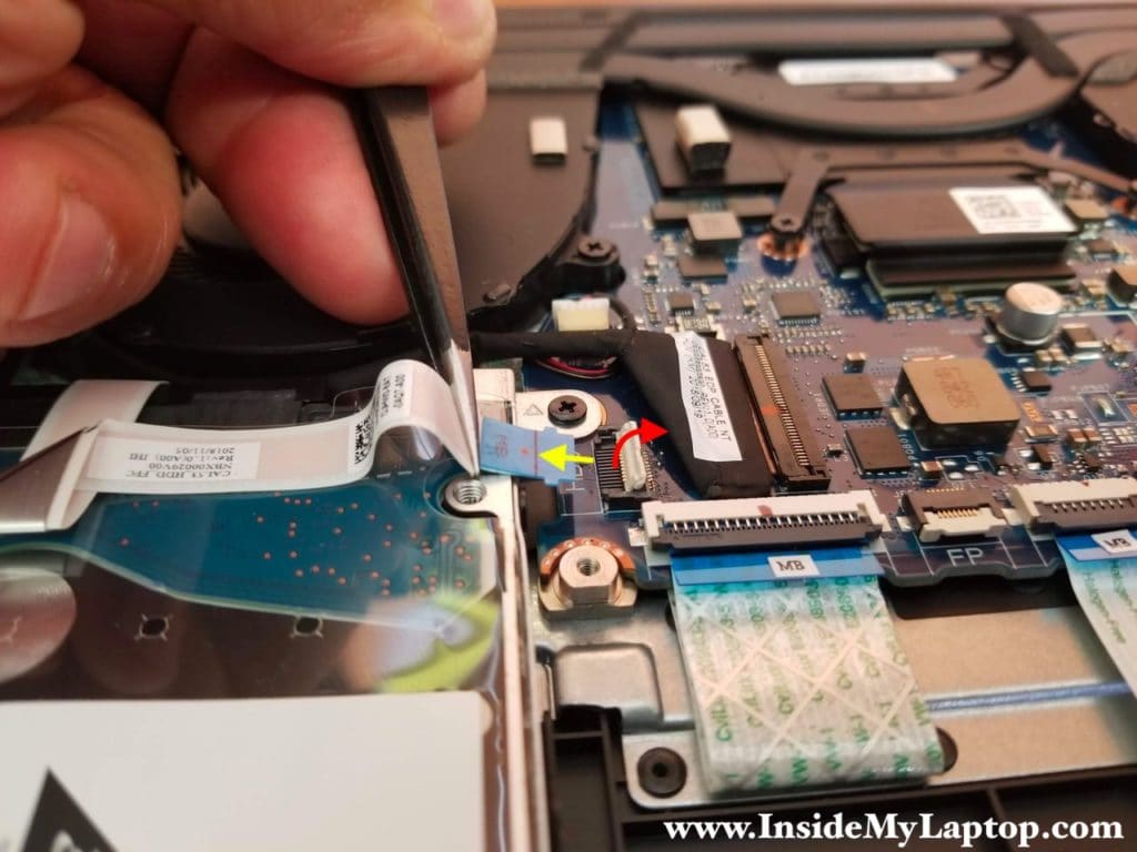 Here's how to disconnect the hard drive cable.