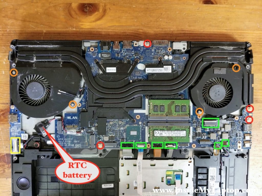 Remove screws securing the motherboard and disconnect all cables.