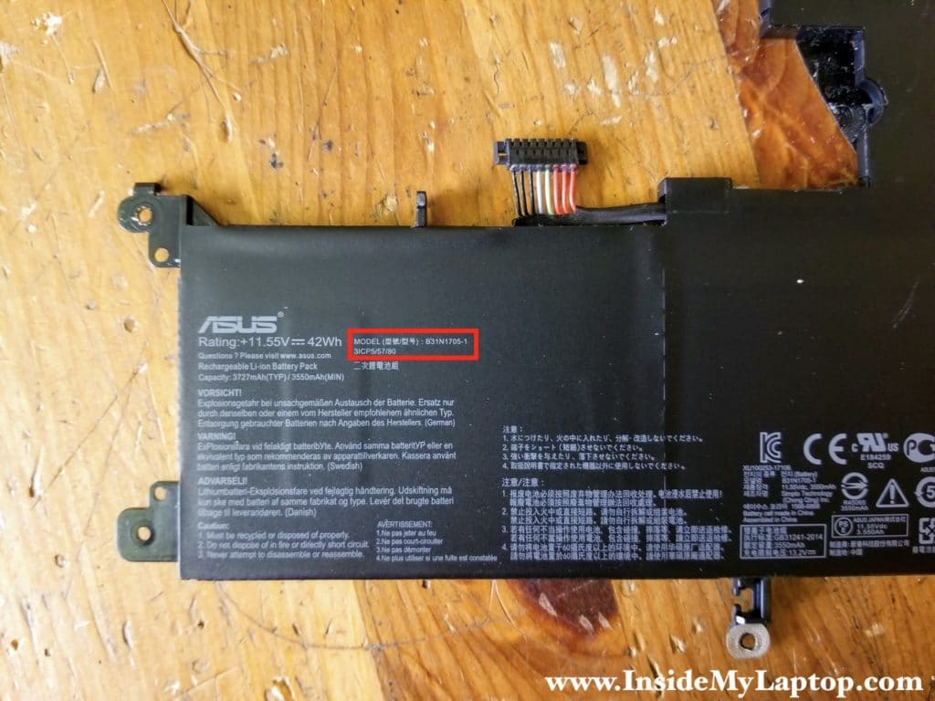 Asus Q405U (Q405UA-BI5T5) battery model: B31N1705-1.