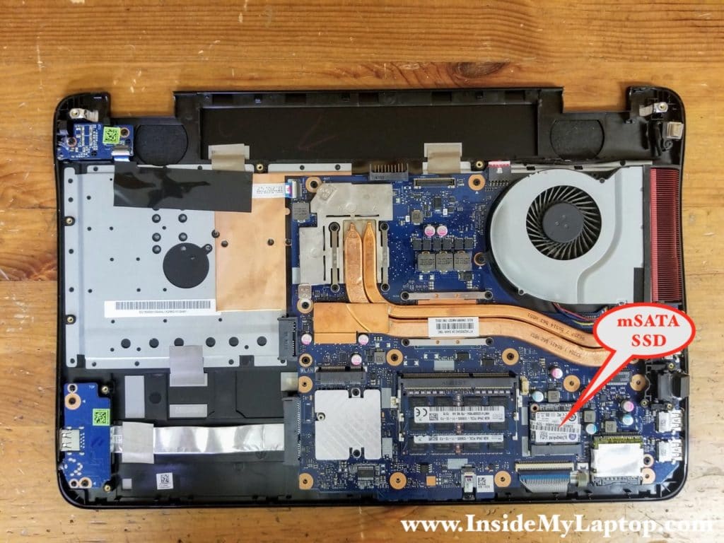 When the top case removed, you can access the mSATA SSD.