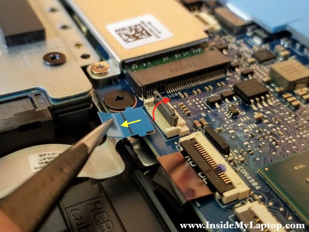 Here's how to disconnect the hard drive cable.