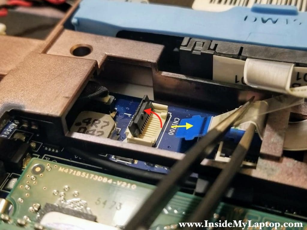 Here's how to disconnect the hard drive cable.