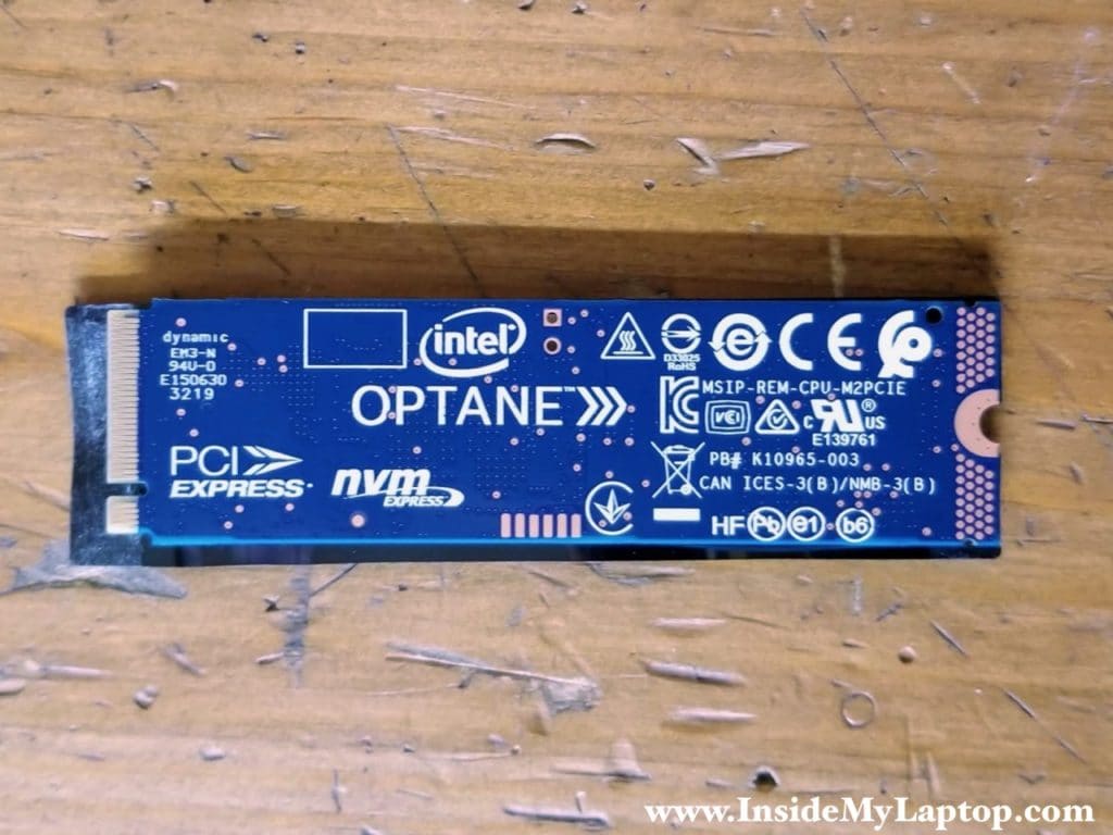 Here's the other side of the drive, it's an Intel PCIe NVMe M.2 SSD.