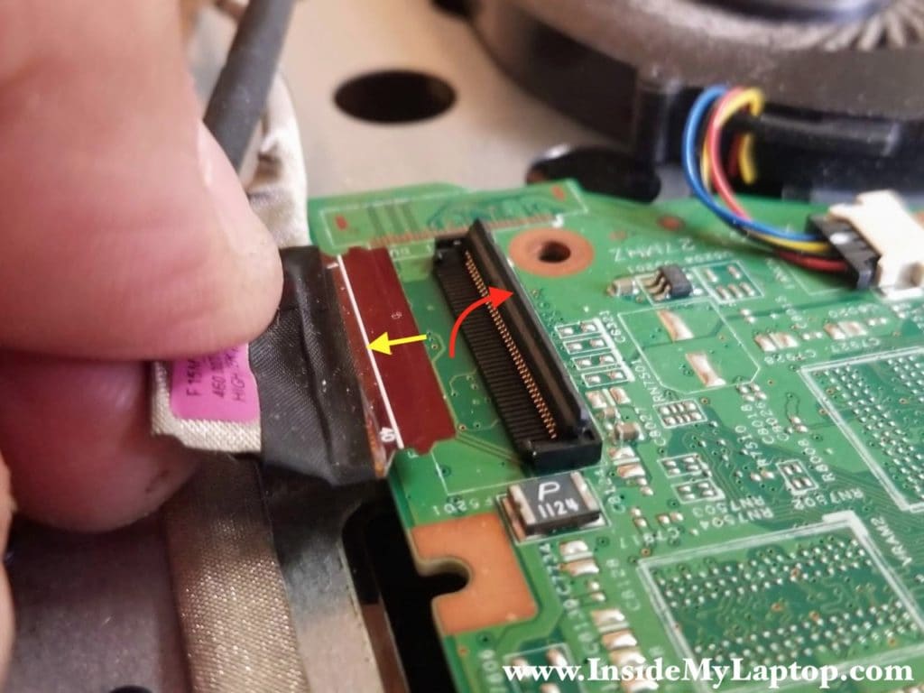 Here's how to disconnect the display cable.