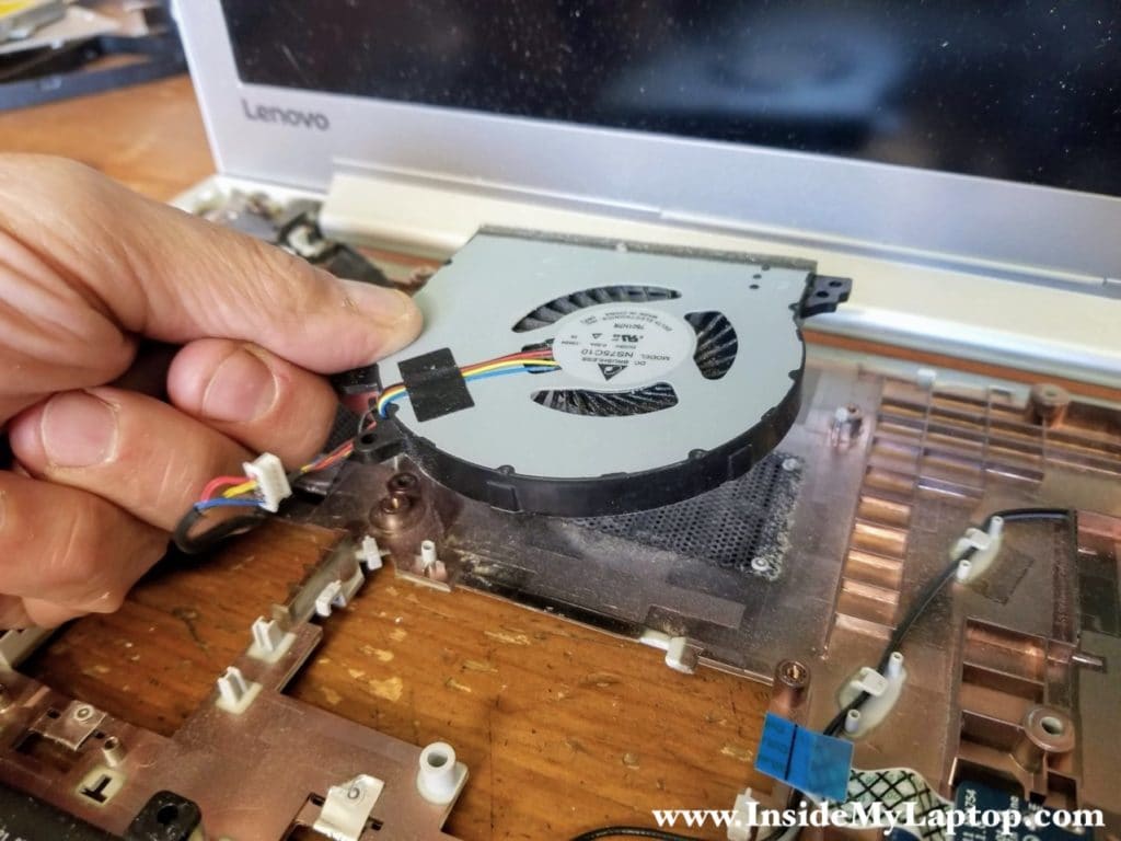 Lift up and remove the cooling fan.